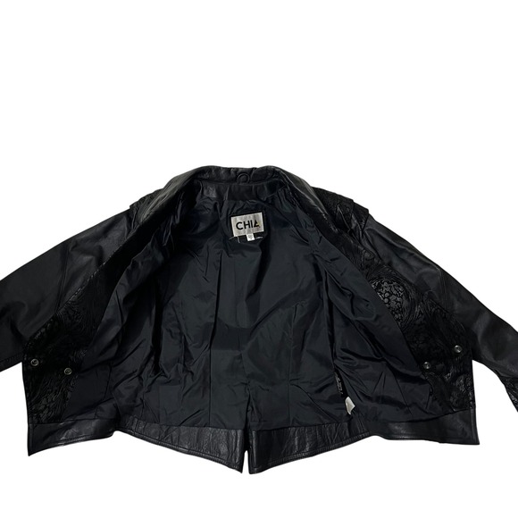 CHIA Black Leather Suede Blazer Jacket Genuine Leather Tailored Moto M - Picture 6 of 10